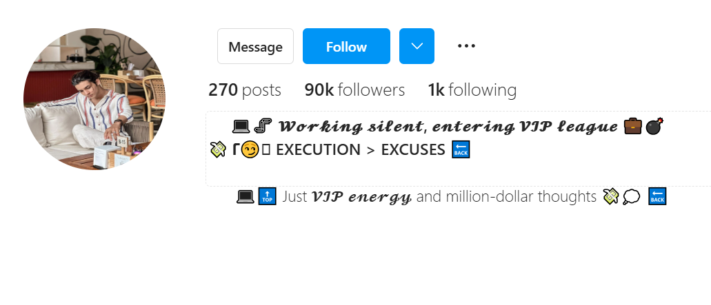 Facebook Stylish VIP Text Bio